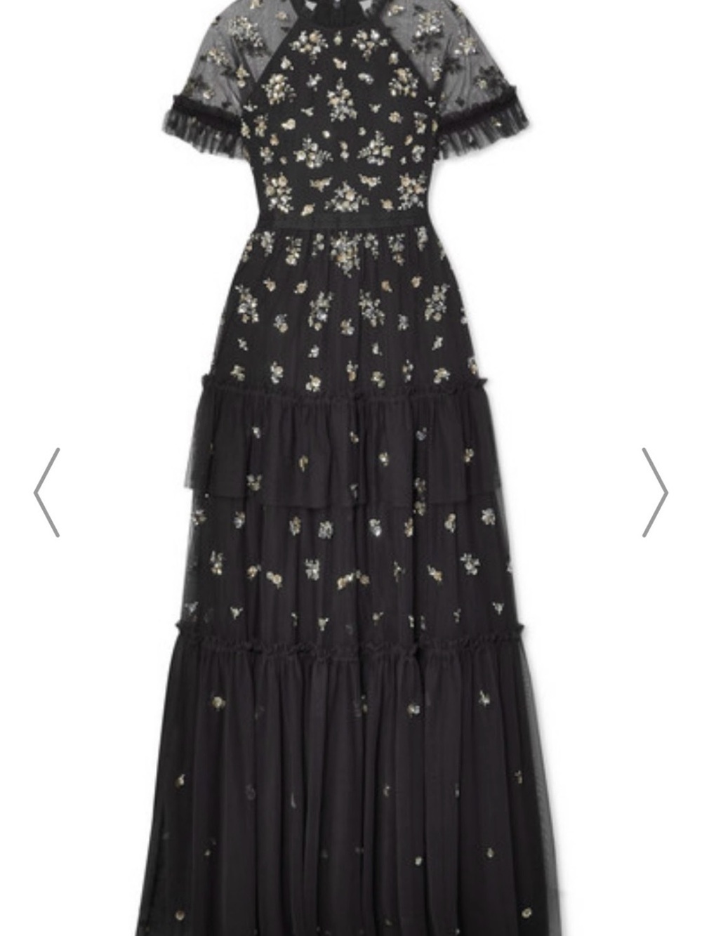 Needle & Thread Black Floral Embroidered Tiered Maxi Dress